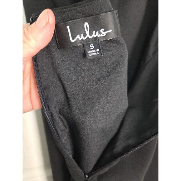 Lulu's Sz S Black Short Dress Spaghetti Strap Cut Out Back Tie Across Top Hoco - Picture 6 of 8